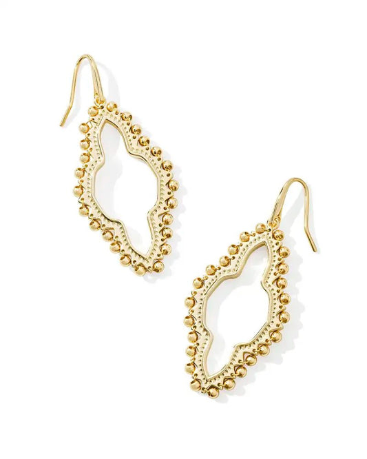 Abbie Beaded Open Frame Earring Gold Metal - She Chester
