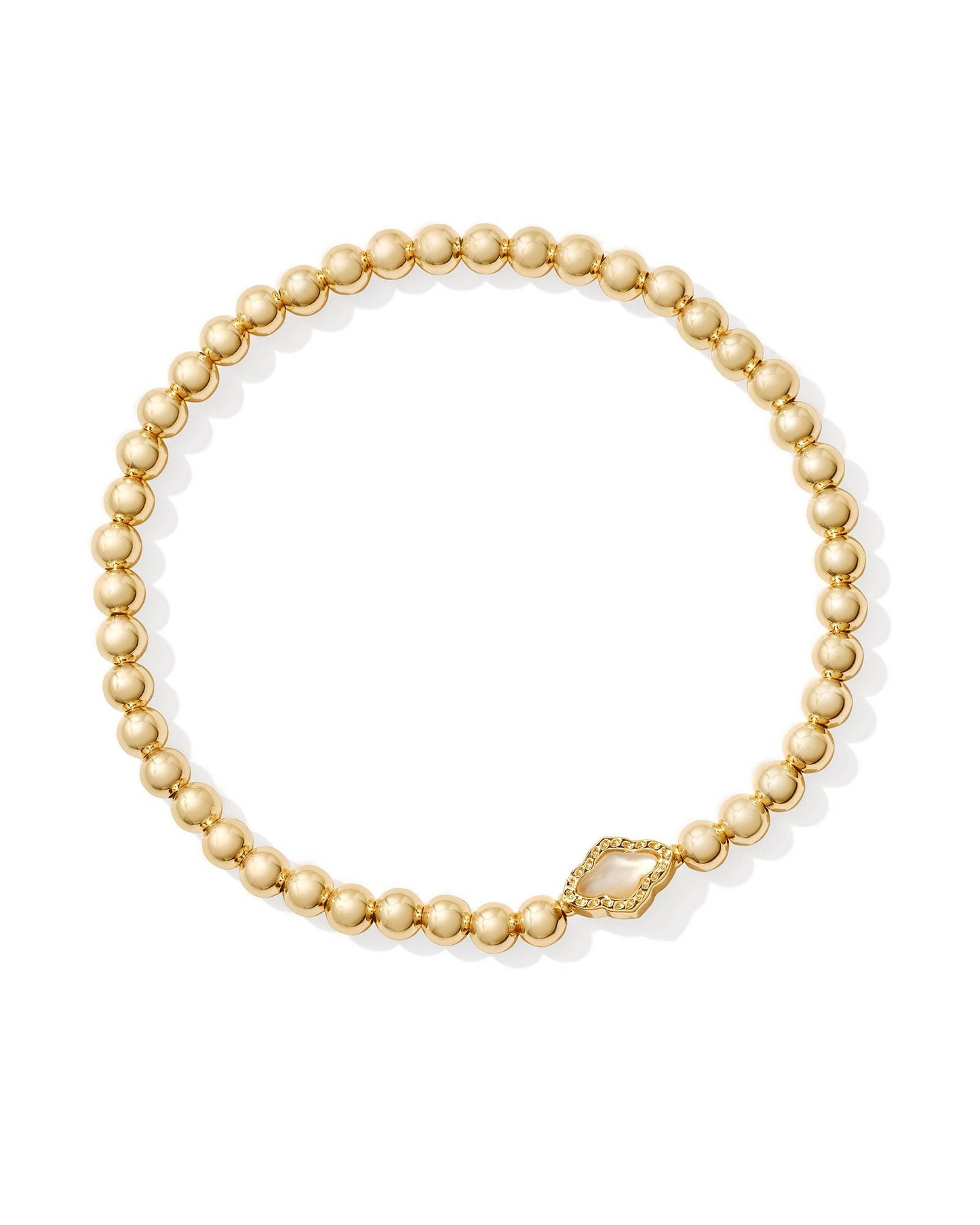 Abbie Beaded Stretch Bracelet Gold Natural MOP - She Chester
