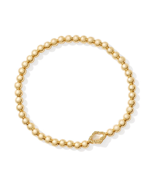 Abbie Beaded Stretch Bracelet Gold Natural MOP - She Chester