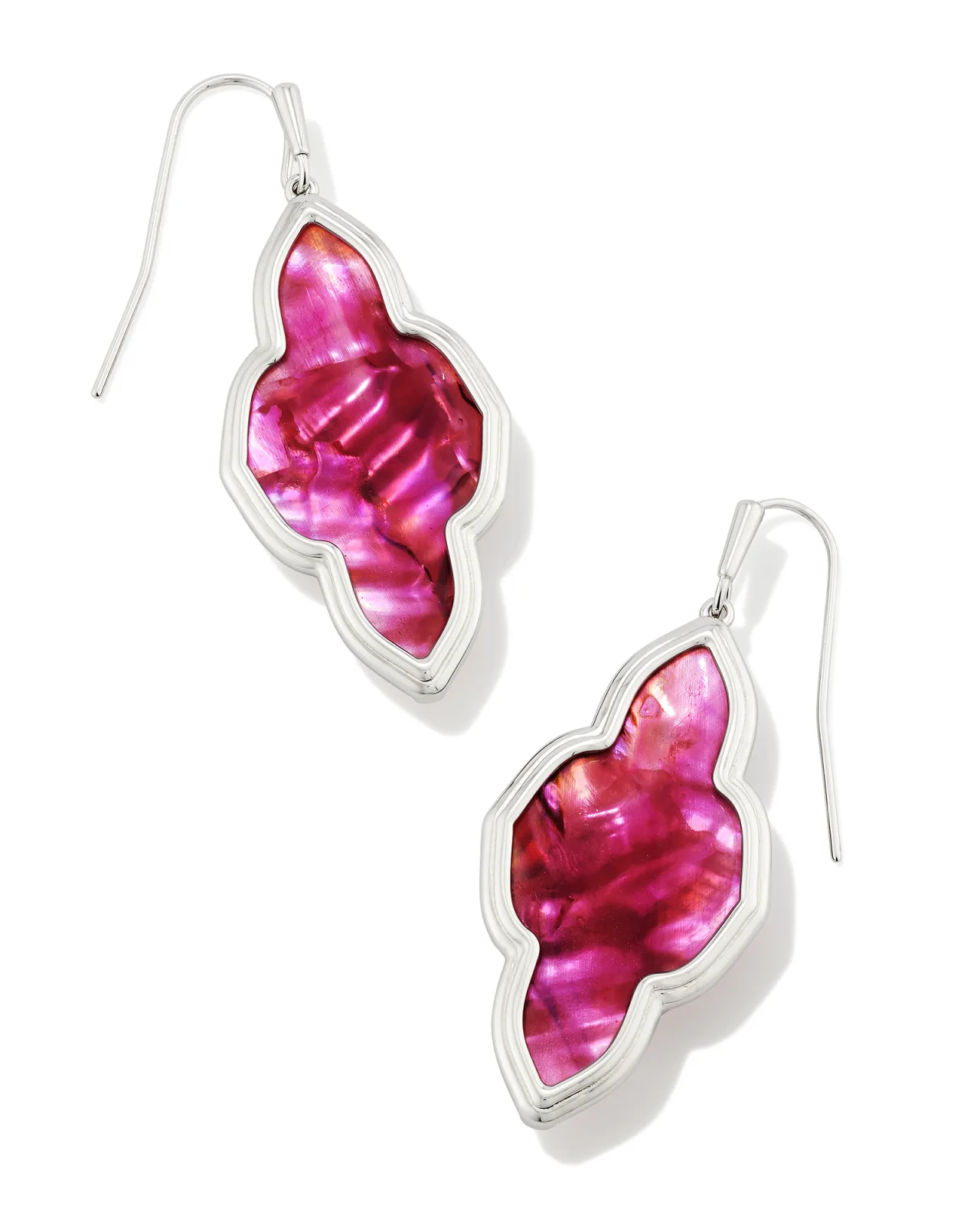 Framed Abbie Drop Earrings Rhodium Light Burgundy Illusion