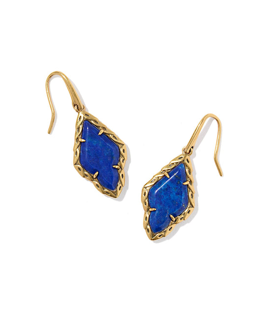 ADELINE DROP EARRINGS VINTAGE GOLD BLUE LAPIS - She Chester
