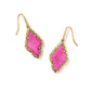 ADELINE DROP EARRINGS VINTAGE GOLD DARK FUCHSIA VARIEGATED MAGNESITE - She Chester