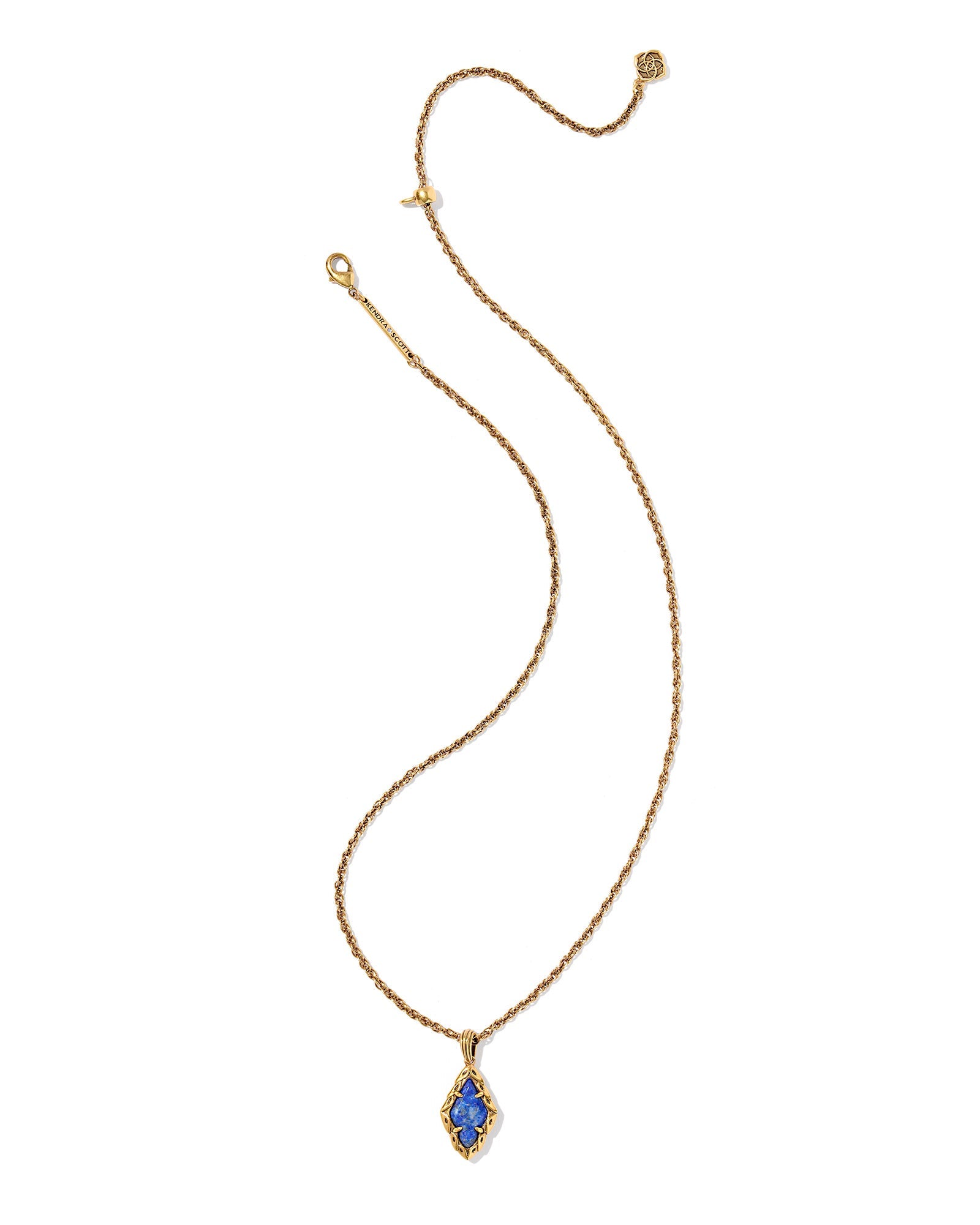 ADELINE SHORT PENDANT NECKLACE VINTAGE GOLD BLUE LAPIS - She Chester