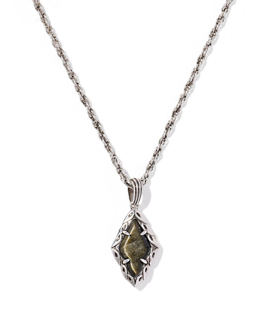 ADELINE SHORT PENDANT NECKLACE VINTAGE SILVER GOLDEN OBSIDIAN - She Chester