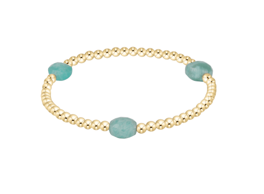 Admire Gem 3mm Gold Bracelet - Amazonite - She Chester