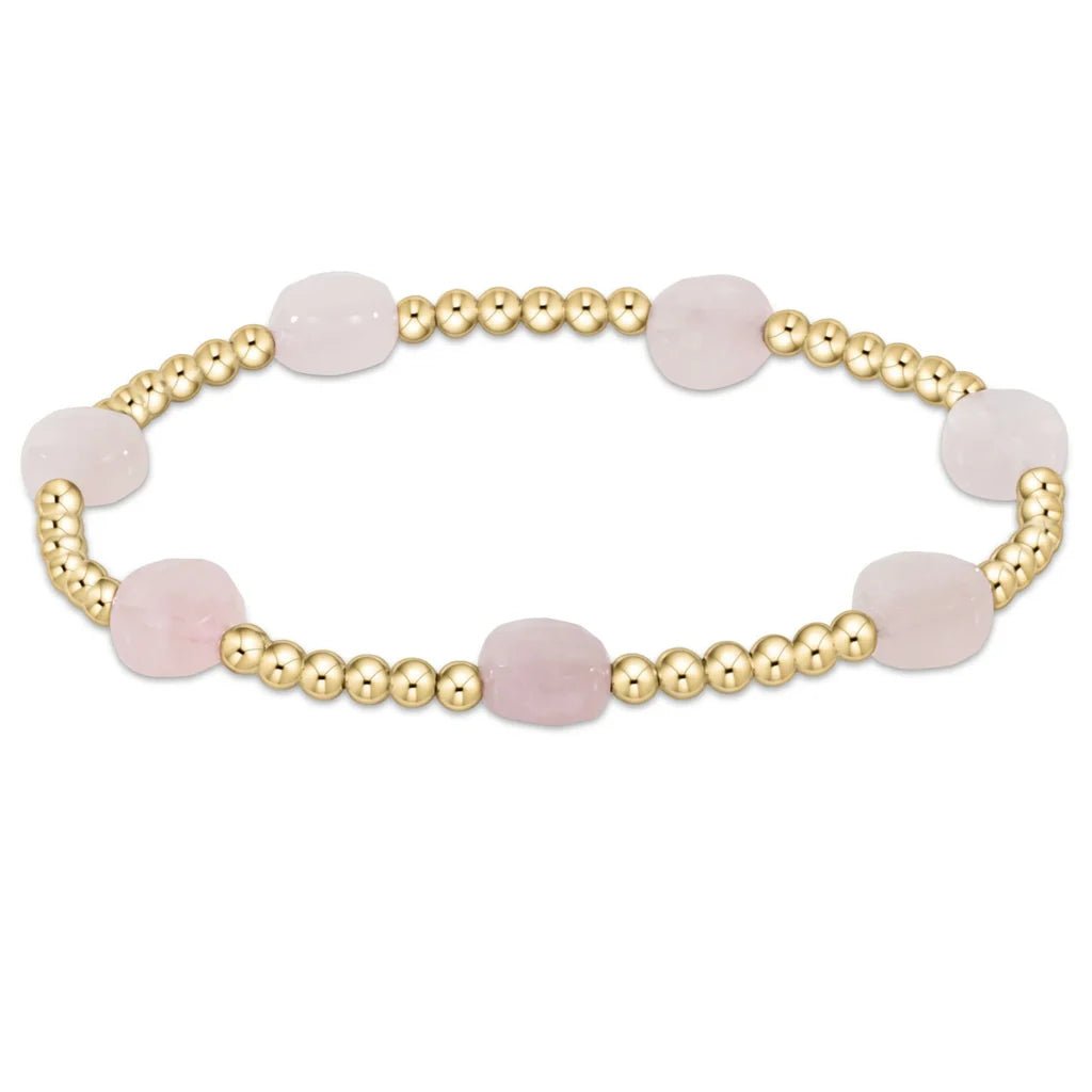 ADMIRE GOLD 3MM BEAD BRACELET - PINK OPAL - She Chester