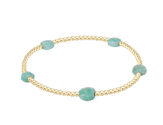 Admire Small Gem 2mm Gold Bracelet - Amazonite - She Chester