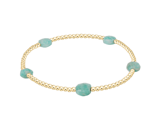 Admire Small Gem 2mm Gold Bracelet - Amazonite - She Chester