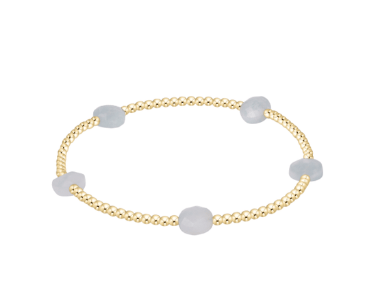 Admire Small Gem 2mm Gold Bracelet - Aquamarine - She Chester