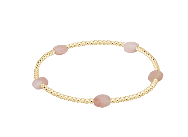 Admire Small Gem 2mm Gold Bracelet - Pink Opal - She Chester