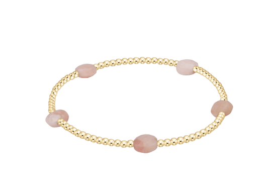 Admire Small Gem 2mm Gold Bracelet - Pink Opal - She Chester