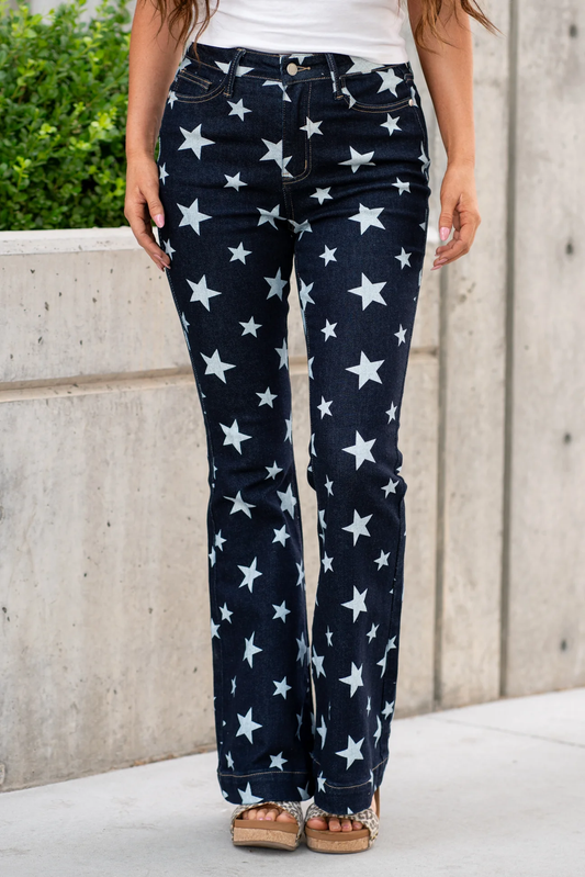 High Rise Star Flare Jeans -