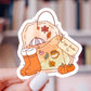 Cozy Reader Autumn Tea Sticker – Bookish Fall, Glossy Vinyl: 2.5"