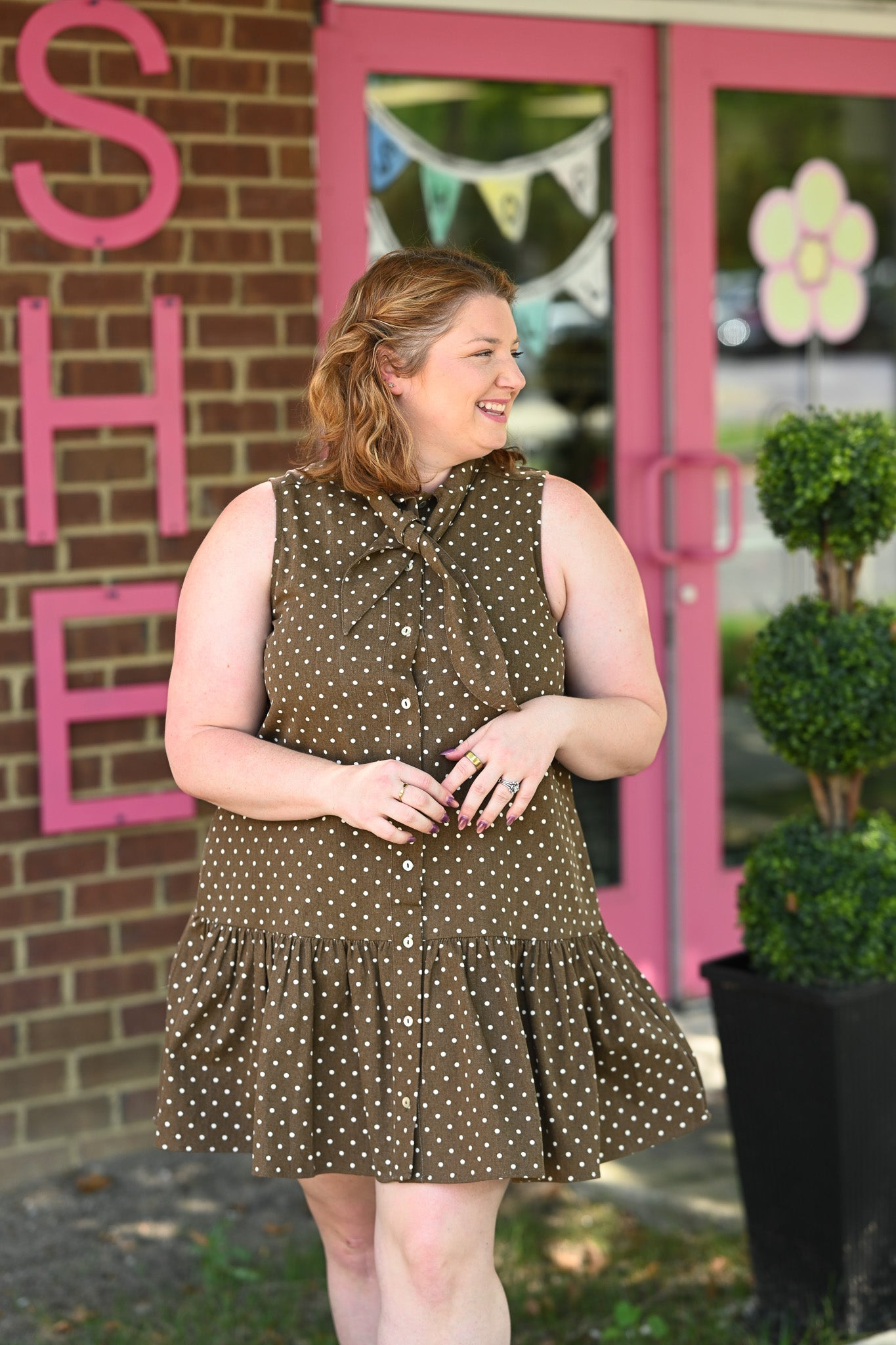 Alannah Brown Polka Dot Dress - She Chester