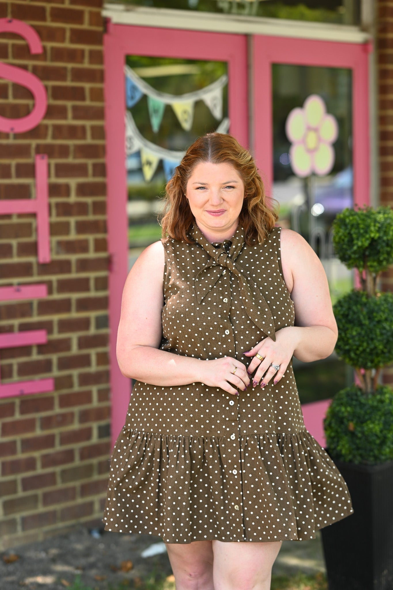 Alannah Brown Polka Dot Dress - She Chester