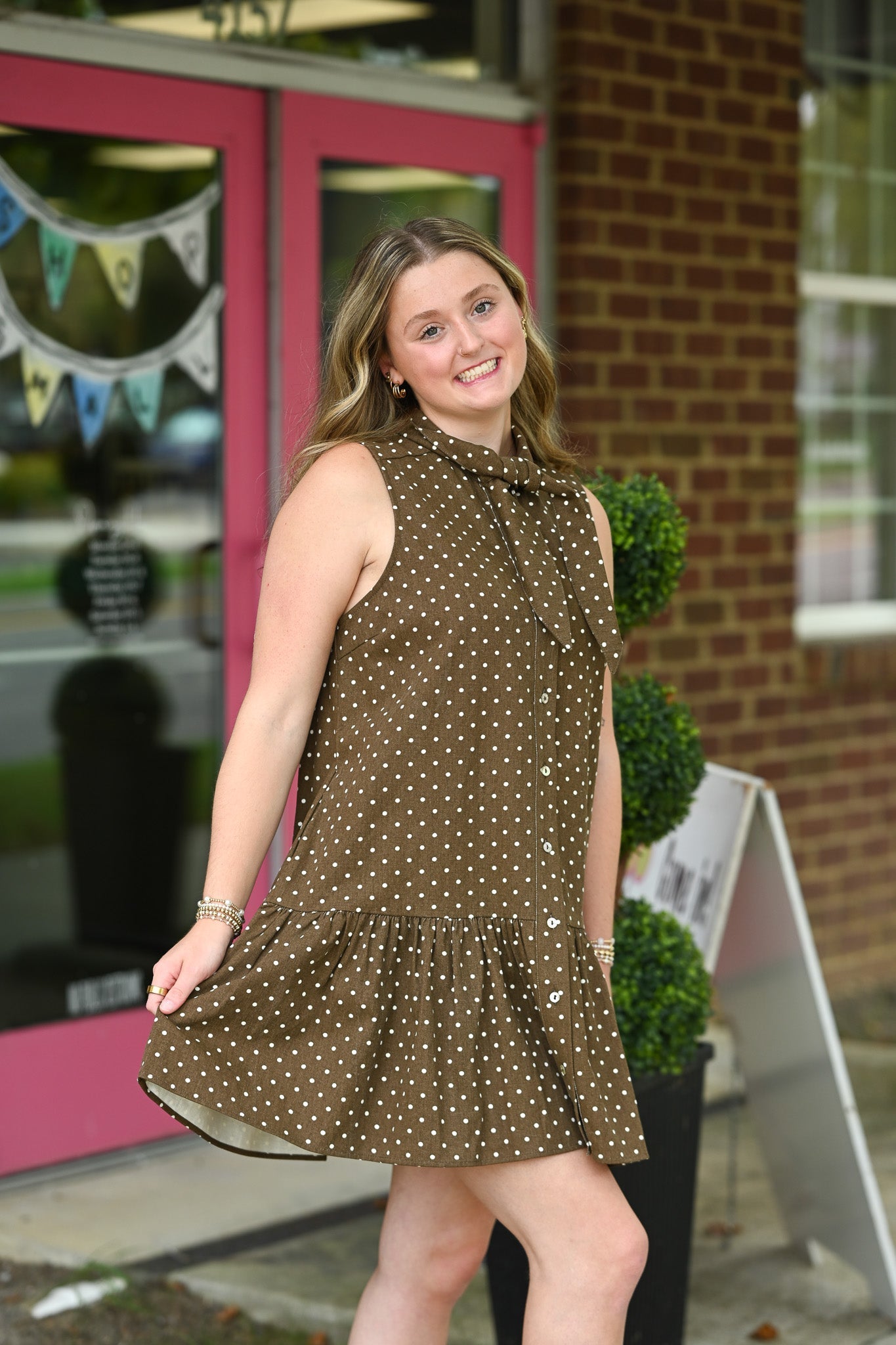 Alannah Brown Polka Dot Dress - She Chester
