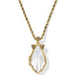 ALEXA LOCKET SHORT PENDANT NECKLACE VINTAGE GOLD IVORY MOTHER OF PEARL - She Chester