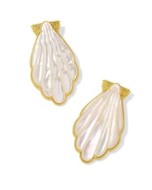ALEXA STATEMENT EARRINGS VINTAGE GOLD IVORY MOTHER OF PEARL - She Chester