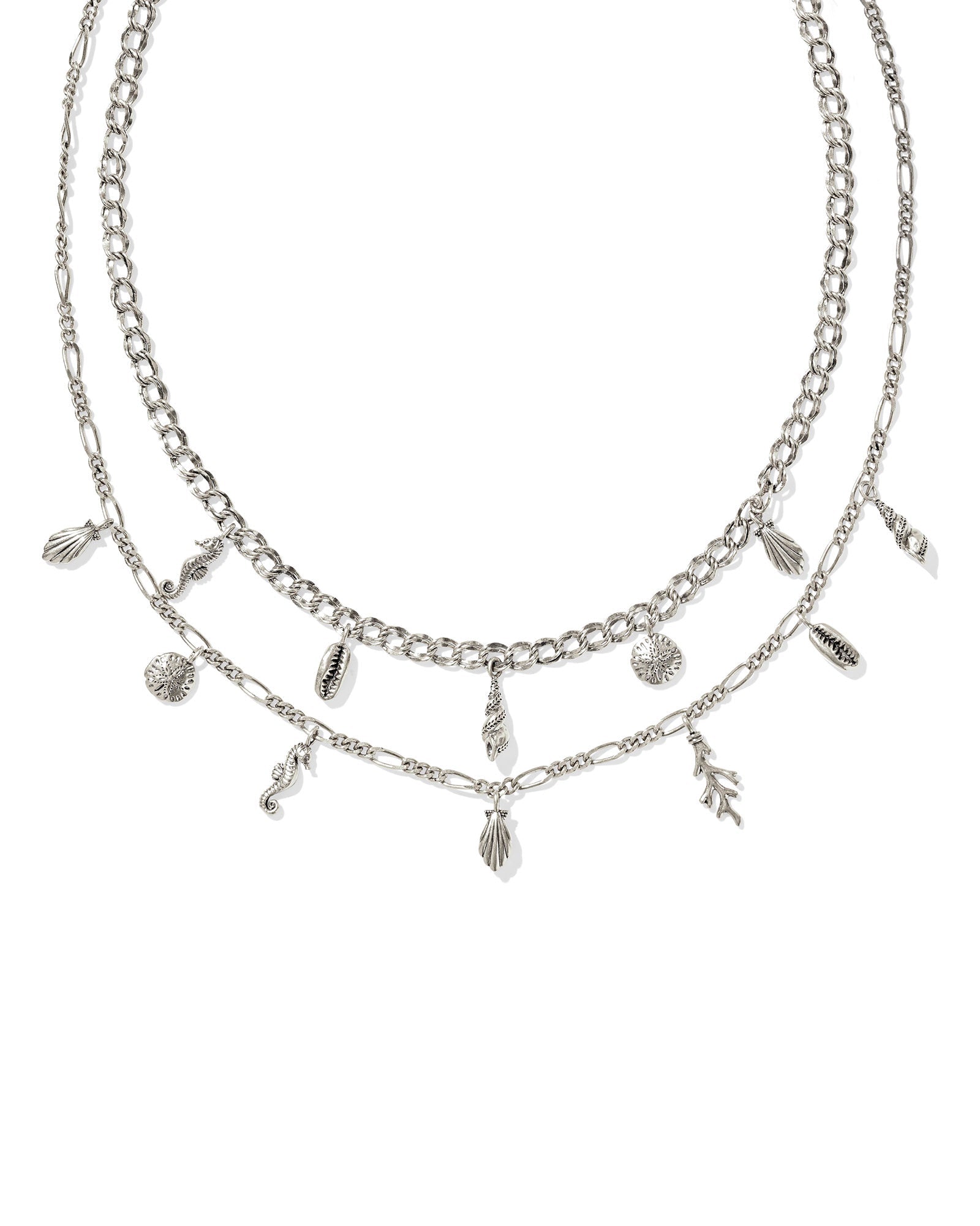 Alexa Vintage Silver Multi Strand Necklace - She Chester