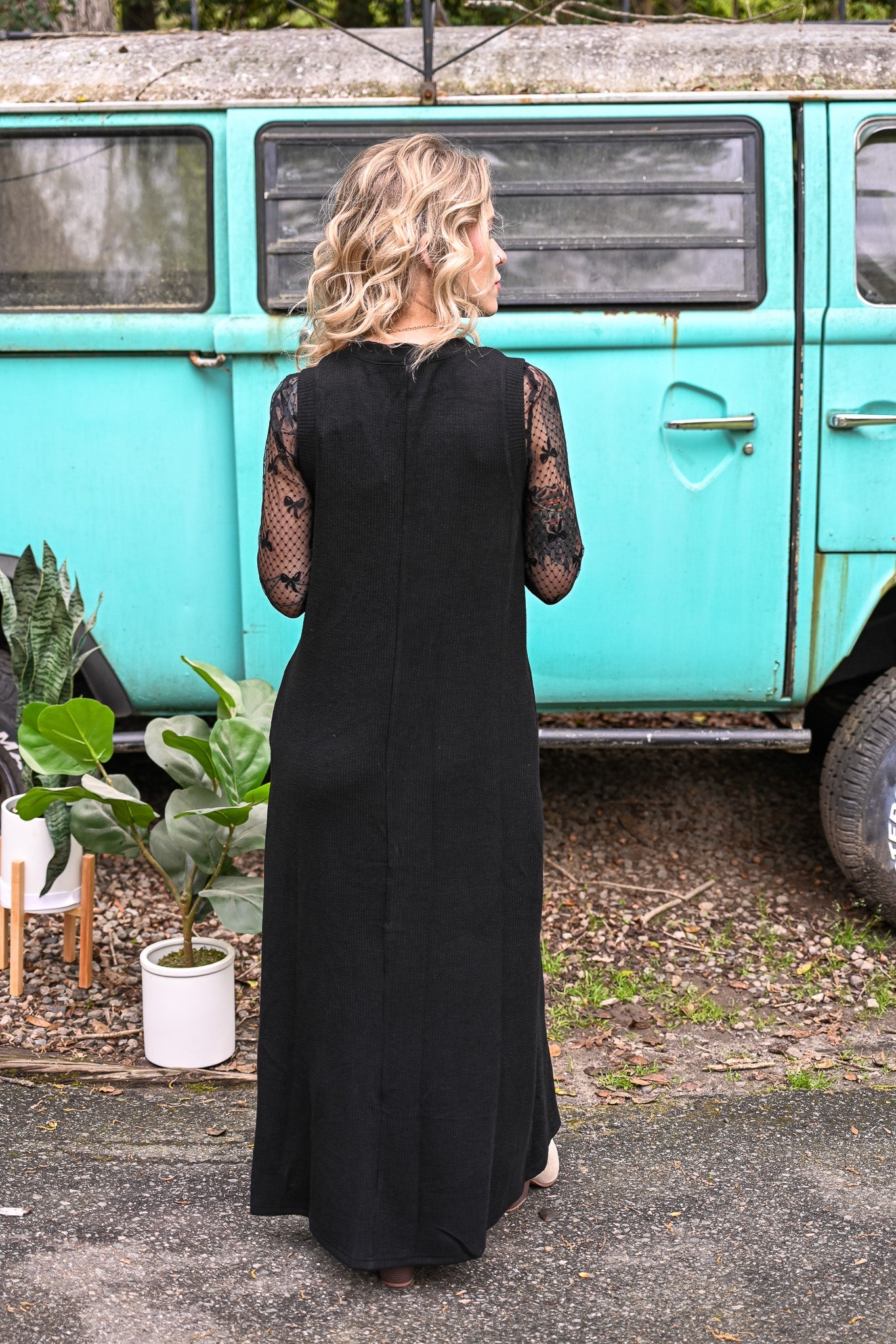 Alexandra Black Ribbed Maxi - She Chester