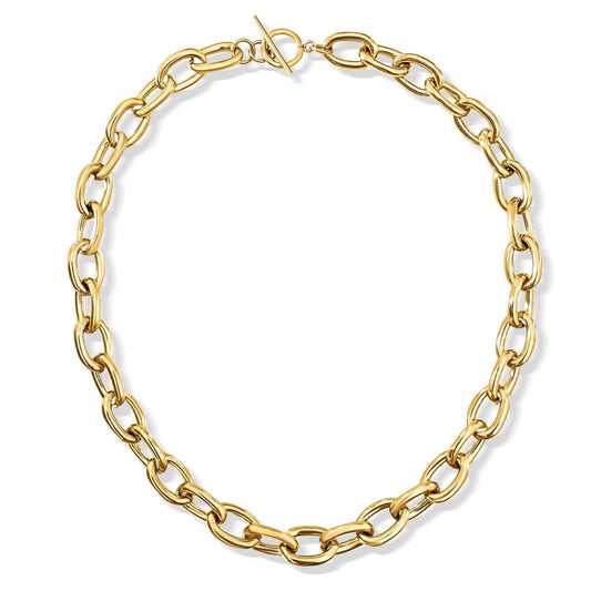 Allegra Chunky Oval Chain Toggle Necklace - She Chester