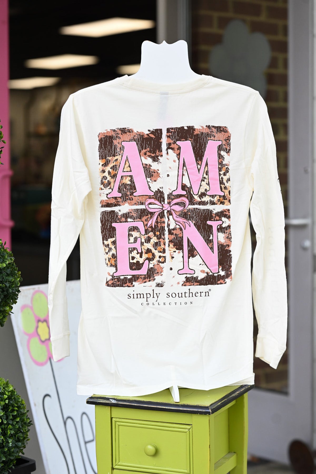Amen Cow Print LS Tee - She Chester