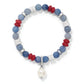 Americana Beach Pearl Charm Stretch Bracelet - She Chester