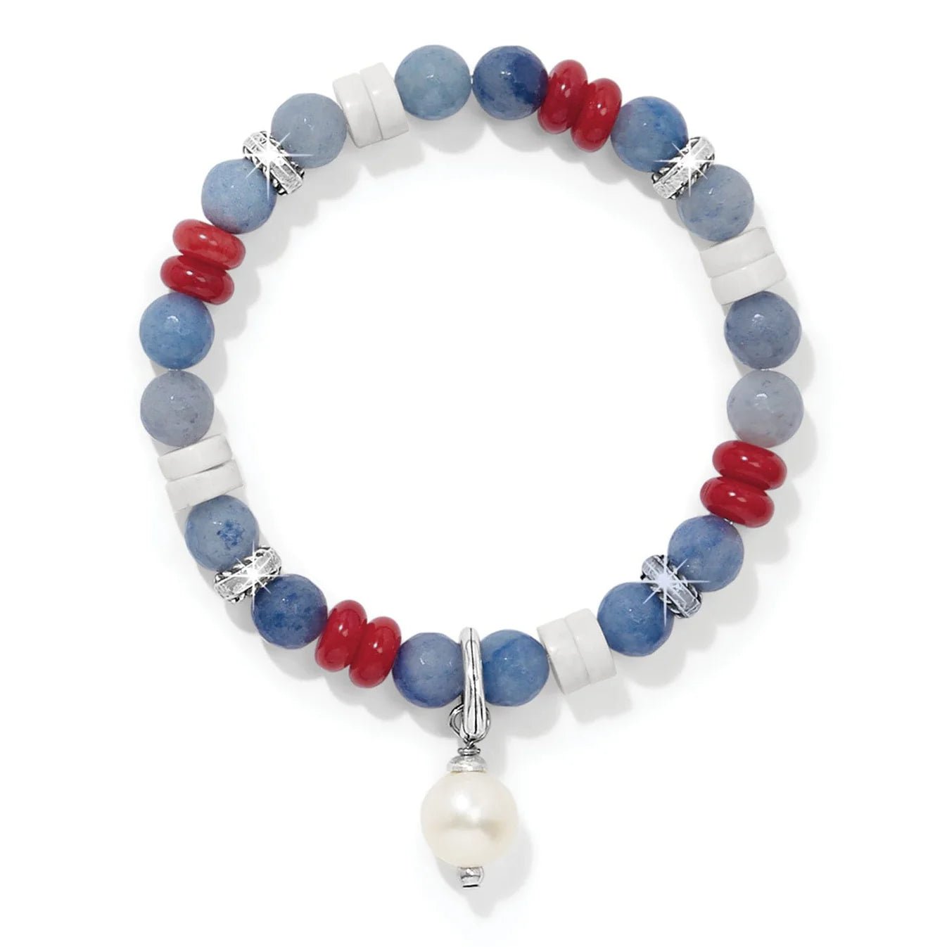 Americana Beach Pearl Charm Stretch Bracelet - She Chester