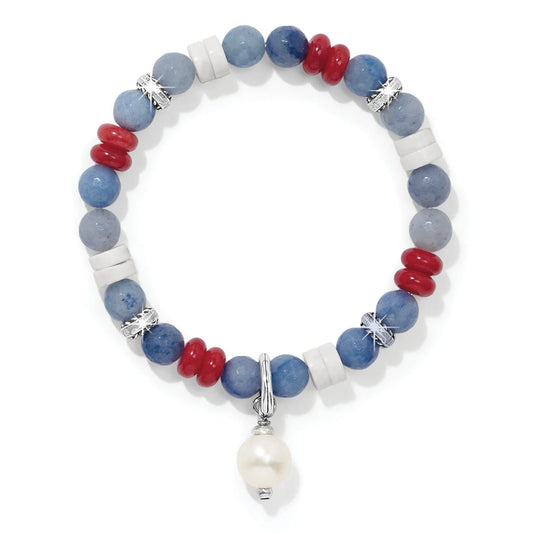 Americana Beach Pearl Charm Stretch Bracelet - She Chester