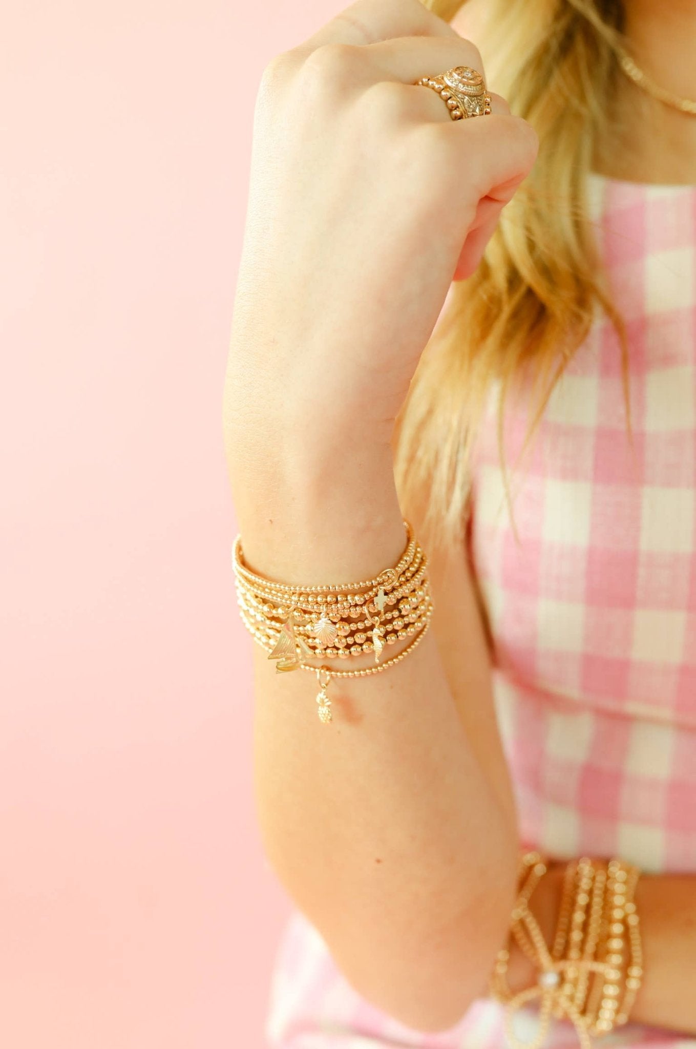 Anchor Gold Charm Bracelet: Standard 6.75 Inch / Gold - She Chester