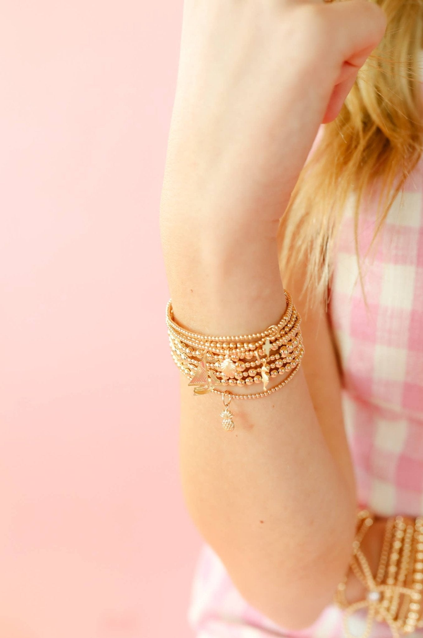 Anchor Gold Charm Bracelet: Standard 6.75 Inch / Gold - She Chester