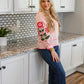 Angela Pink Striped Embroidered Blouse - She Chester