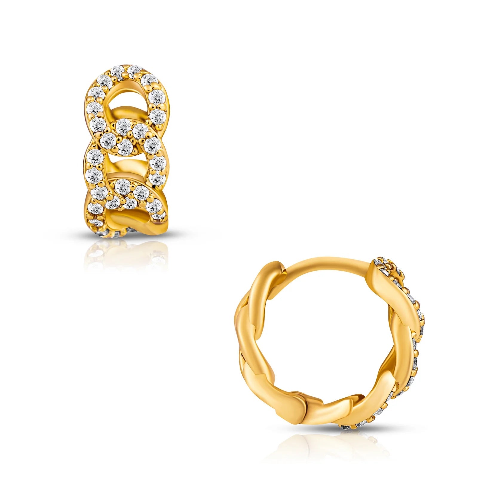 Anika Chain Huggie Gold Hoop Earring - She Chester