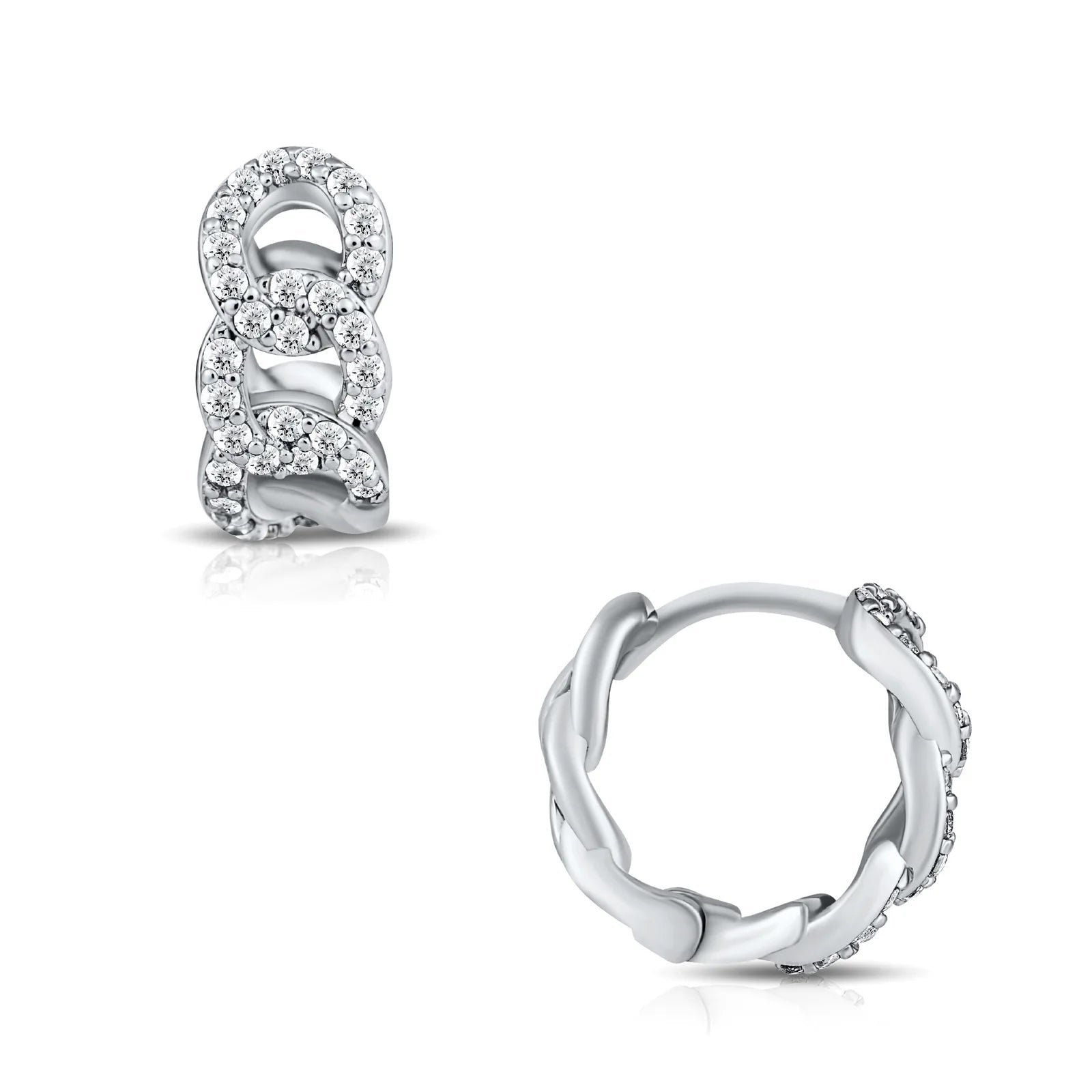 Anika Chain Huggie Silver Hoop Earring - She Chester