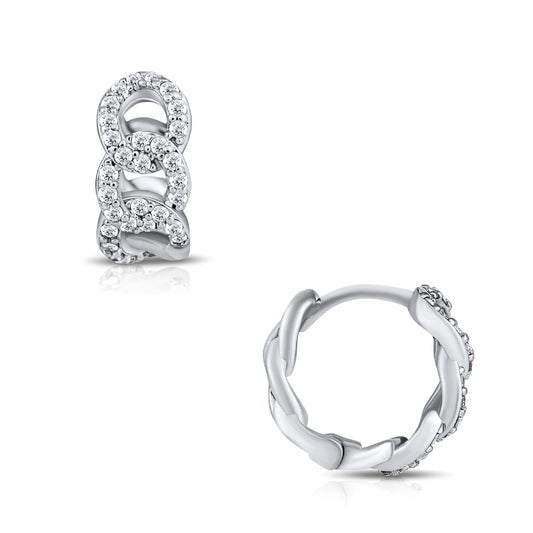 Anika Chain Huggie Silver Hoop Earring - She Chester