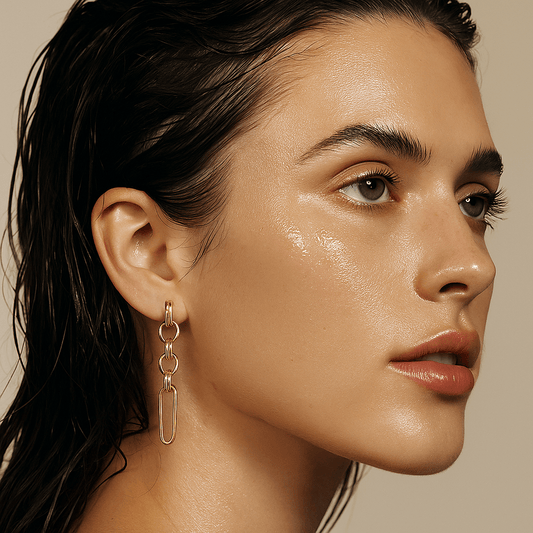 Antonia Asymmetrical Drop Chain Earring Gold - She Chester