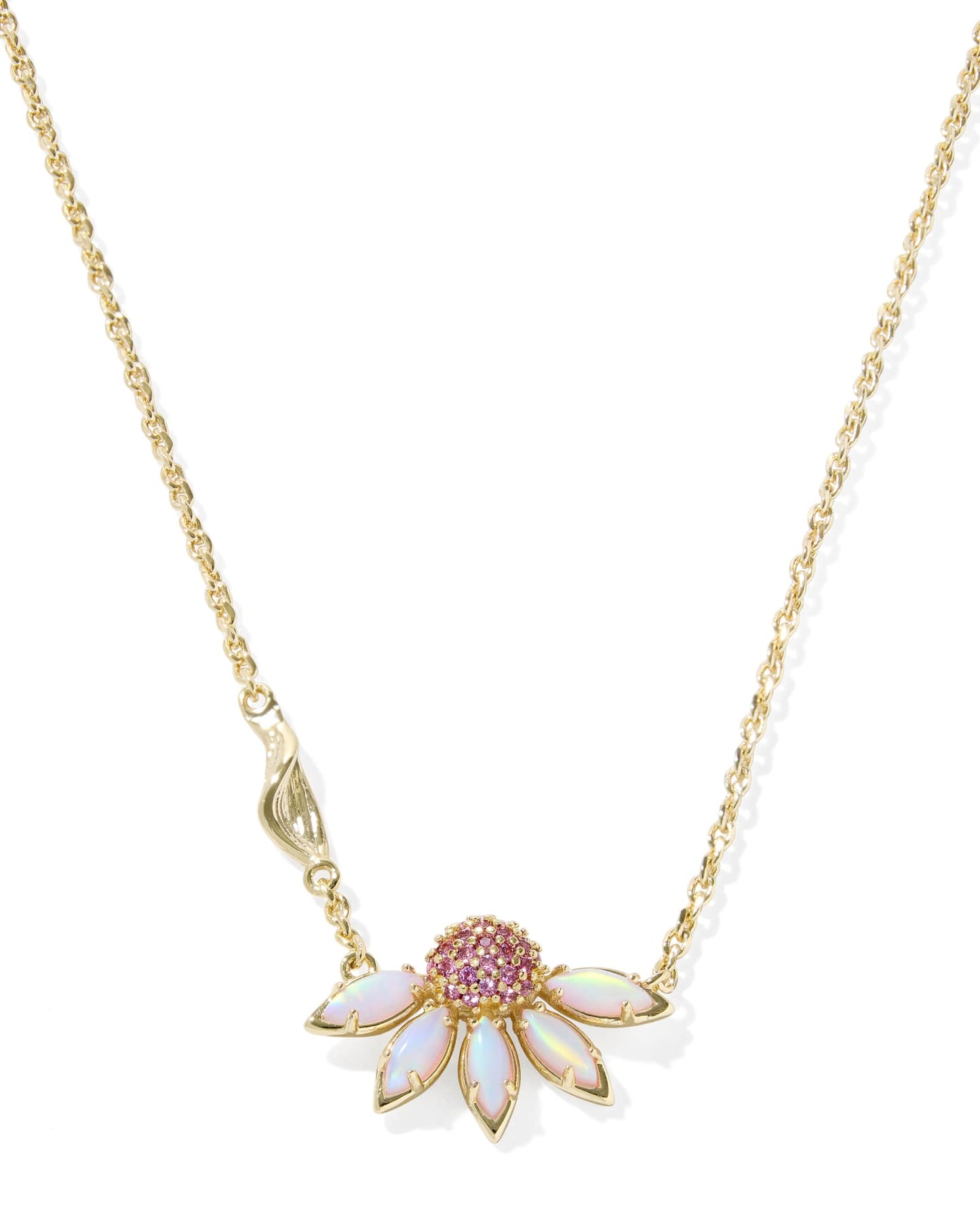 ANYA FLOWER SHORT PENDANT NECKLACEGOLD LIGHT PINK MIX - She Chester