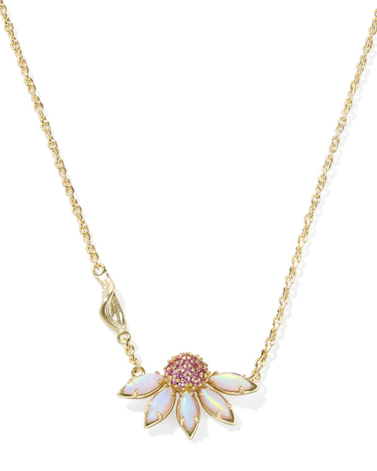 ANYA FLOWER SHORT PENDANT NECKLACEGOLD LIGHT PINK MIX - She Chester