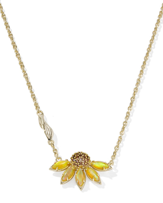 ANYA FLOWER SHORT PENDANT NECKLACEGOLD YELLOW MIX - She Chester