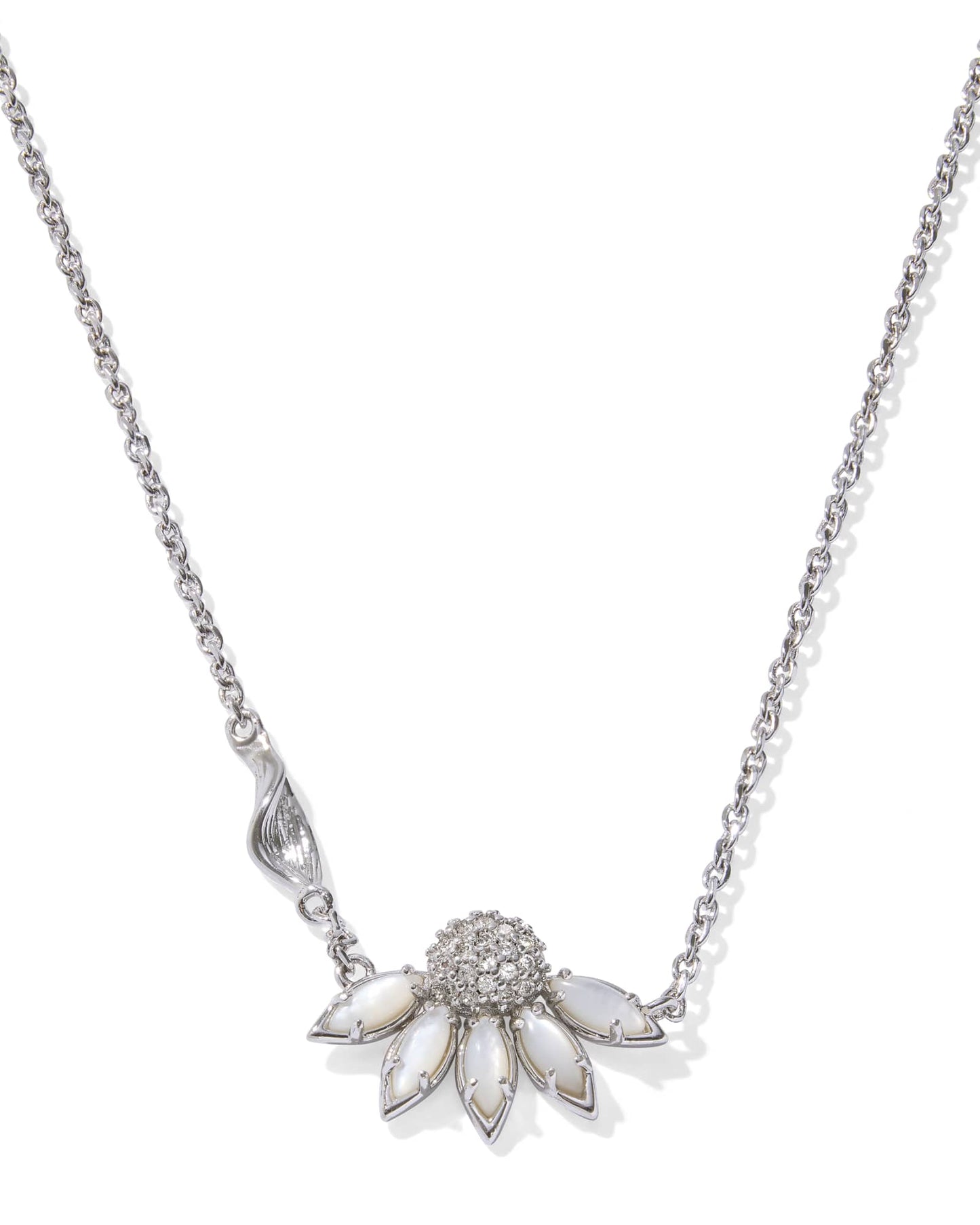 ANYA FLOWER SHORT PENDANT NECKLACESILVER IVORY MIX - She Chester