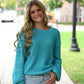 Aqua Pom Sleeve Sweater - She Chester