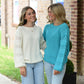 Aqua Pom Sleeve Sweater - She Chester