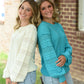 Aqua Pom Sleeve Sweater - She Chester