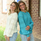 Aqua Pom Sleeve Sweater - She Chester