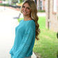 Aqua Pom Sleeve Sweater - She Chester
