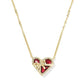 Ari Heart Bow Short Pendant Necklace - Gold Dark Burgundy Illusion - She Chester