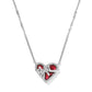 Ari Heart Bow Short Pendant Necklace - Silver Dark Burgundy Illusion - She Chester