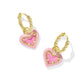 Ari Heart Enamel Framed Huggie - Gold Pink Glitter - She Chester