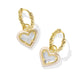 Ari Heart Enamel Framed Huggie - Gold White Glitter - She Chester