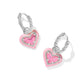 Ari Heart Enamel Framed Huggie - Silver Pink Glitter - She Chester